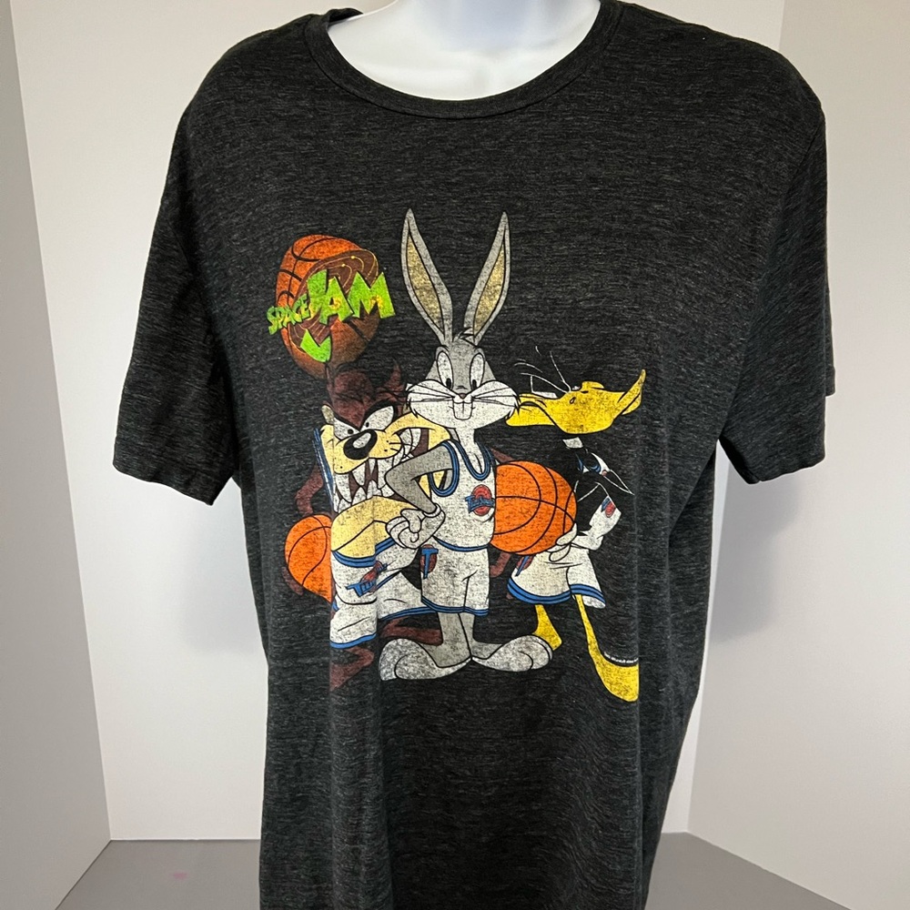 Space Jam T-Shirt Men’s L Michael Jordan Bugs Bunny Taz Graphic‎ Speckled Tee